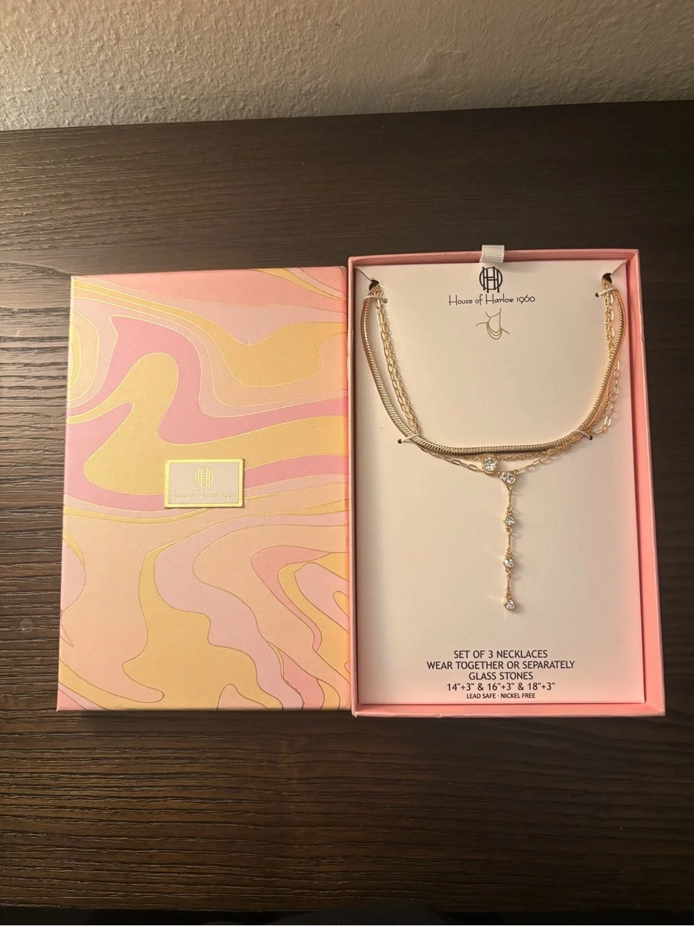 NEW House of Harlow 1960 Gold Layered Drop Necklace